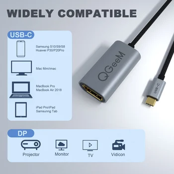USB C į DisplayPort Adapteris, Kabelis, 4K@60Hz USB 3.1 C Tipo 