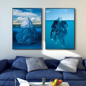 Šiuolaikinės Mėlyna Ledkalnio Viršūnė Drobė, Tapyba, Plakatas ir Spausdinimo už Kambarį Jūros Sienos Menas Nuotraukas Miegamojo Puošmena Namuose