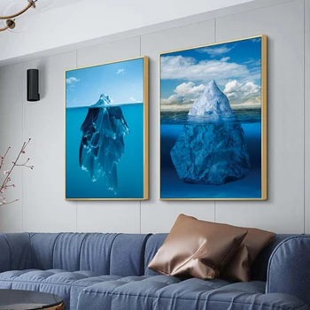 Šiuolaikinės Mėlyna Ledkalnio Viršūnė Drobė, Tapyba, Plakatas ir Spausdinimo už Kambarį Jūros Sienos Menas Nuotraukas Miegamojo Puošmena Namuose