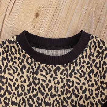 1-6Y Kūdikiams, Vaikams Mergaitėms Leopard Palaidinukė Viršūnes Laisvalaikio Stiliaus ilgomis Rankovėmis Megztinis Kratinys Rudenį Viršūnės