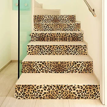 3D Leopard Laiptai Laiptų Auga Valdybos Grindų Lipdukas Lipni, 