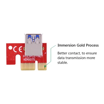 CHIPAL Raudona 30CM PCIE PCI-E 1X iki 16X Riser Card Extender Keitiklis su 15Pin SATA Maitinimo Sąsajos + USB 3.0 Duomenų Kabelis