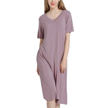 Moterų Pižamos Kišenėje Tampus Modalinis Pižamą Nightdress Sleepwear naktiniai drabužiai Trumpas Rankovės Seksualus Atsitiktinis SA0150