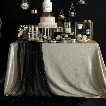 SWEETGO Auksas, Sidabras staltiesė fone Užuolaidų Saldainiai baras Perlamutro staltiesė namų vestuvių dekoro priedai
