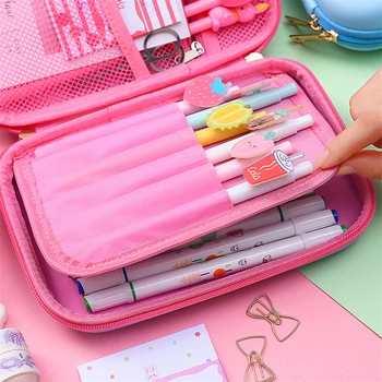 Kawaii pieštukų atvejais mielas mokyklą, skirtą didelės talpos rožinė pencilcase pennen zak plumier scolaire filė estojo escola triušis penbox