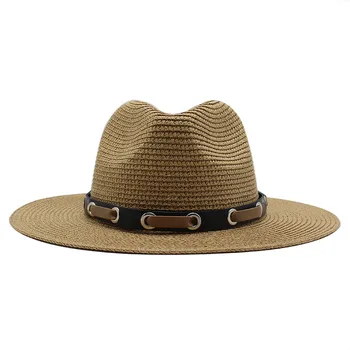 Vasaros Kepurės Moterims, Vyrams, Panama šiaudines Skrybėles Kelionės Beach Sun Skrybėlę Platus Kraštų Fedora Džiazo Skrybėlę