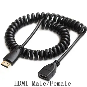 HDMI-į Viršų, Žemyn, Dešinėn, Kairėn, Kampas, Mini HDMI-& HDMI-& Micro HDMI-male Vyrų Ruožas Pavasario Curl Lankstus Kabelis V1.4 DSLR 0,5 M 2M