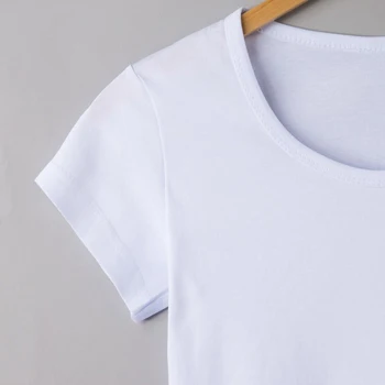 Moteriški marškinėliai su apvalia apykakle, balta, dydis-50