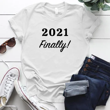 2021 Pagaliau Laiškas Išspausdintas Moteris Tshirts Streetwear Prarasti Įgulos Kaklo Femme marškinėliai Atsitiktinis Plius Dydis Medvilnės Y2k Viršūnes Ropa Mujer