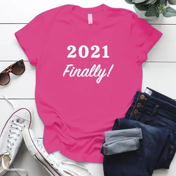 2021 Pagaliau Laiškas Išspausdintas Moteris Tshirts Streetwear Prarasti Įgulos Kaklo Femme marškinėliai Atsitiktinis Plius Dydis Medvilnės Y2k Viršūnes Ropa Mujer