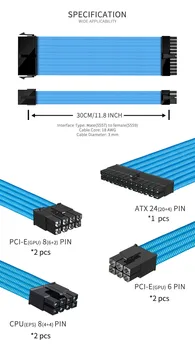 FormulaMod NCK3 PC Maitinimo ilgiklis Rinkinys , 300 mm ATX 24pin PCI-E ESP Dėl PSU, kad pagrindinė Plokštė CPU ir GPU