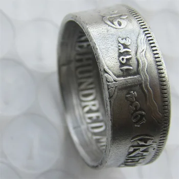 1934 M. Izraelis Palestinoje Britų Įgaliojimus 100 Mils Sidabro Padengtą Monetos Žiedas, Rankų Darbo, Dydžiai 7-12