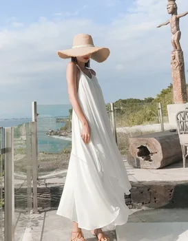 Cotday 2020 Naujas Vasaros Sala Diržas Berankovė Baltos Šviesos Backless Puoštas Moterų Paplūdimio Suknelė O-Kaklo Prarasti Atsitiktinis Moterims