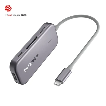 BlitzWolf BW-TH5 7 in 1 USB C Duomenų centro 3-Port USB 3.0 TF Card Reader PD Įkrovimo 4K HDMI-suderinama MacBooks iPad Nešiojamas kompiuteris