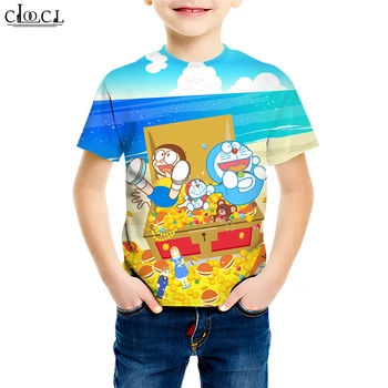 Anime Doraemon Marškinėliai 3D Spausdinimo Berniukas Mergaitė trumpomis Rankovėmis T Marškiniai Klasikinis Japonų Animacinių filmų Vaikiškų Tracksuit Atsitiktinis Viršūnes M018