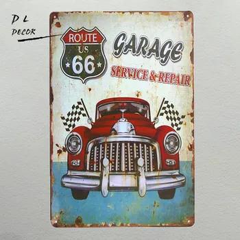 DL-Garažas paslaugos, remontas metalo Pasirašyti shabby chic vyras urvas plakatai derliaus garažo sienų dekoras
