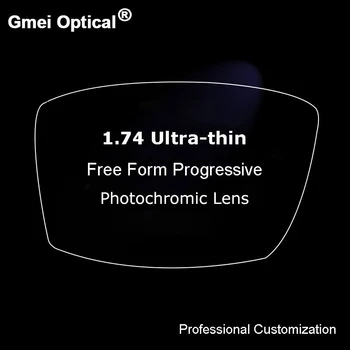 1.74 Aukštas rodiklis-Ultra plonas Skaitmeninis Laisvos Formos Palaipsniui No-Line Multi-Židinio Photochromic Recepto Individualų Optiniai Lęšiai