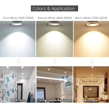 2vnt LED Downlight Pritemdomi 9W 12W 15W 21W elementus White shell žiburiai namų Vonios kambarį virtuvės apšvietimas
