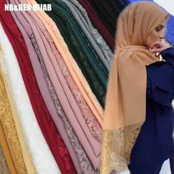 Prabanga Šifono Nėrinių paprasto hijab šalikas musulmonų moterys šalikai