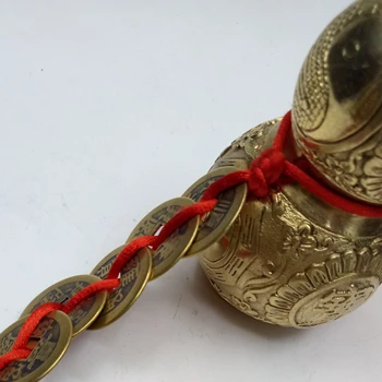 Kinijos Fengshui Wu Lu Hu Lu miniaturas Vario Moliūgas Amuletas, Žalvario, Vario Namų dekoro priedai derliaus Dekoras