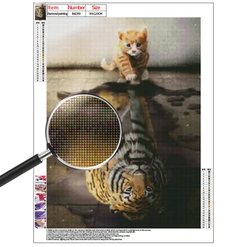 MEIAN Gyvūnų Diamond Tapybos Katė Diamond Siuvinėjimo Tigras 5D 