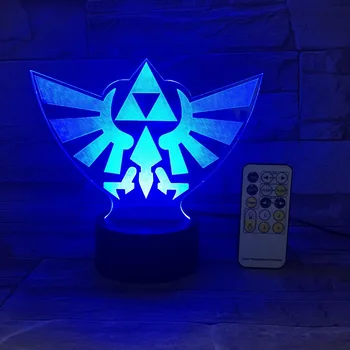 Legenda Zeldas Trikampis 3D USB LED Nakties Šviesos 7Colors Iliuzija Lempos Paliesti ar Nuotolinio Valdymo Vaikai Gyvenimo Miegamojo, Stalo Lempos