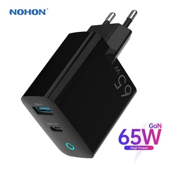 NOHON 65W GaN Įkroviklis USB C Greitai Įkrauti 4.0 3.0 C Tipo PD Įkroviklis Nešiojamų Greitas Įkroviklis iPhone Xiaomi Tabletė Nešiojamas ES Plug