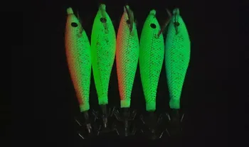 5VNT 10cm 3D akis kalmarai kablys 5 spalvų šviesos kalmarai stendai dirbtinis medienos aštuonkojų, krevečių žvejybos masalas