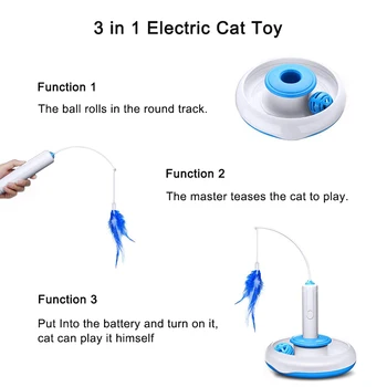3 1. Naminių Kačių Žaislas Elektros Automatinė Sukasi Katė Kibinimas Plunksnų Lazdele Žaislas Juokinga Kamuolys Mokymo Žaislai Katėms Interaktyvus Kačiukas