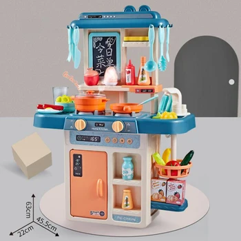 Modeliavimo cocina infantil garso ir šviesos, vandens purškimo virtuvės žaislų rinkinys valgių stalo žaisti namas virimo viryklė, plastikiniai maisto žaislas