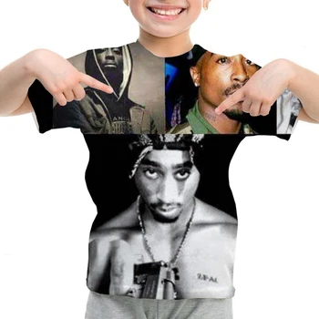 3d Spausdinimo Marškinėliai Vaikams Tupac 2Pac Marškinėliai Berniukams/mergaitėms trumpomis Rankovėmis Atsitiktinis Marškinėlius Hip-Hop Mados korėjos Stiliaus marškinėliai Vaikams