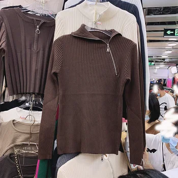 Golfo Megztinis Moterų Elegantiškas Megztiniai, Marškinėliai 2020 M. Rudens ir Žiemos Naujas Slim Fit Užtrauktuku Megztinis Megztinis Femme