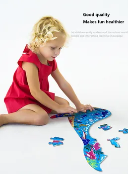 Montessori Gyvūnų Pjūklelis Dėlionės (Galvosūkiai Vaikams 50 Vienetų Dėlionės Dėžė Švietimo Žaislai 2 Iki 4 Metų Vaikų Knygos Dėlionė Dovana