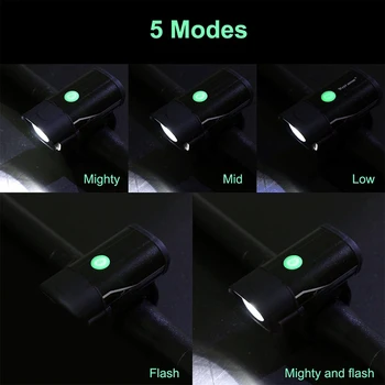 5 Režimai Dviračio Priekinės Šviesos diodų (LED Dviračio priekinis žibintas užpakalinis žibintas Įspėti Rinkinys USB Įkrovimo Baterija (akumuliatorius Žibintuvėlis Dviračių Aliuminio Lydinio ABS