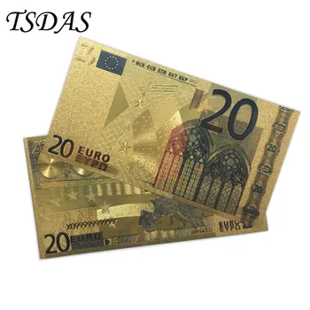 Didmeninė Aukso Folija padengtas 20 Euro Padirbtų Eurų banknotų, 100vnt/set, Euro Aukso Banknotų Kolekcija