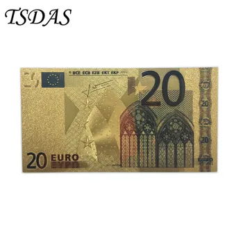 Didmeninė Aukso Folija padengtas 20 Euro Padirbtų Eurų banknotų, 100vnt/set, Euro Aukso Banknotų Kolekcija