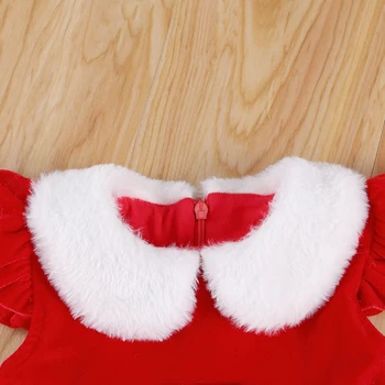 2020 m. Žiemos Baby Girl Dress Kalėdų Princesė Dress Skristi Rankovės be Rankovių Pliušinis Atlapas Apykakle Suknelė 1-6T