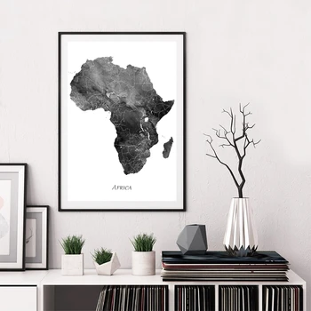 Sienos Meno Tapybos Drobės Afrikos Žemėlapis Plakatas Ir Spausdinimo Akvarelė Žemėlapį Kelionės Juoda Juoda Balta Nuotrauka Baldai Gyvenamasis Kambarys