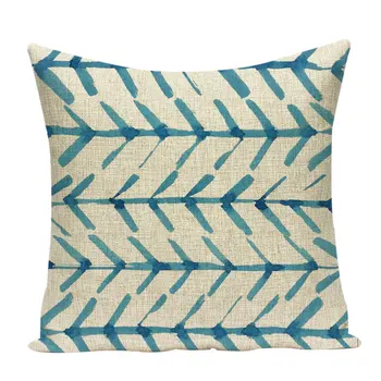 Jūros mėlyna geometrinis modelis pagalvę padengti lino-medvilnės aukštos kokybės dekoratyvinis sofos pagalvėlė padengti automobilių lovos pagalvę padengti