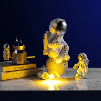 Šiuolaikinės Astronautas Modelis Darbastalio Apdaila Kambarį Apdaila Stalo Lempa Dervos Amatų Apdaila