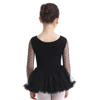 Mergaičių Gimnastikos baleto Leotard suknelė Baleto triko mergaitėms, Vaikams, Medvilnės kropkowany Akių ilgomis Rankovėmis Baleto Šokio Kostiumai