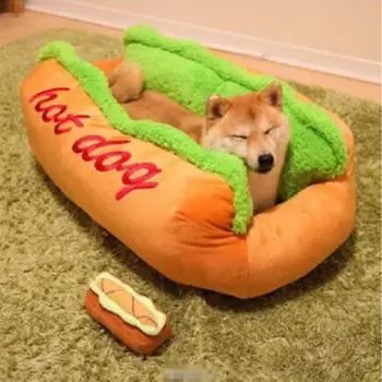 Adeeing Medvilnės Hot Dog Formos Pet Lova Veislyno Katė Šuns Guolį Šuniukui Namas Šiltas Kilimėlis, Pagalvėlė Pad Plaunamas