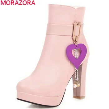 MORAZORA 2020 Naujausias karšto batai moterims zip Širdies formos rudenį aukštakulniai platformos batai sweet šalis, vestuvių bateliai moteris