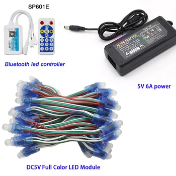 DC5V 50 Vnt WS2811 IC Pikselių RGB LED Modulis Šviesos Spalvotas IP67 ,Wifi LED SPI duomenų Valdytojas,5V 6A led maitinimo Įkroviklis Adapteris