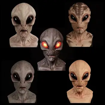Creepy Halloween Svetimų Latekso Kaukė UFO didelėmis Akimis, Svetimų Visa Galva Šalies Kaukė Ar Suaugusieji Maskuotis Kostiumas Šalis Cosplay Siaubo Kaukė