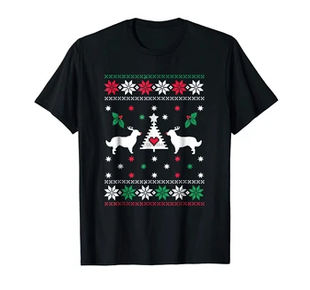 Kalėdų T-Shirt Elnių Pasienio Kolis Bjaurus Šuo Kalėdų-vyriški T-Shirt-Black