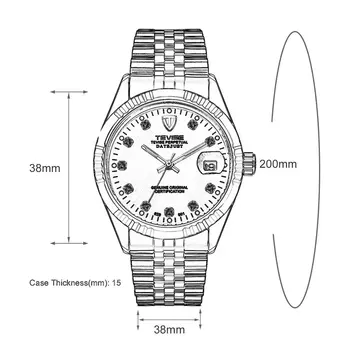 TEVISE Žiūrėti Verslo Prabangus Laikrodis atsparus Vandeniui Pusiau automatinė Mechaninė Kalendorių Žiūrėti Šviesos Atsitiktinis Laikrodžiai