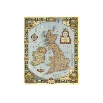 A2 Dydis Derliaus Karalystės Didžiosios Britanijos Žemėlapį 1937 Bauda Drobės Decpr Žemėlapį Už Kambarį/Studijų Kambario Sienų Dekoras
