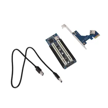 PCI-E Express X1 Dual PCI Riser Pratęsti Adapterio plokštę su 1M USB3.0 Kabelį už WIN2000/XP/Vista/Win7/Win8/LINUX