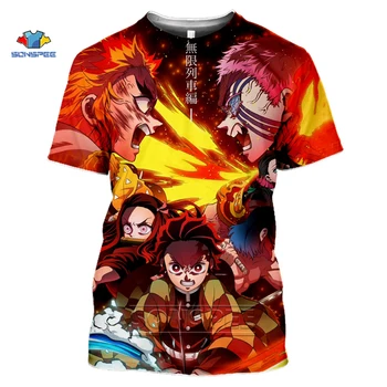 SONSPEE Vartotojų Marškinėliai Vyrams / Moterims Anime Demon Slayer: Kimetsu Nr. Yaiba 3D Atspausdintas T Shirts Harajuku Stiliaus Marškinėliai Streetwear Viršų